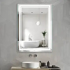 Frameless Rectangular LED Bathroom Vanity Mirror – Anti-Fog, Wall-Mounted, Dimmable Bright Light, 3 Color Temperatures, Modern Design, Touch Control, Perfect for Bathroom Vanity, Makeup & Grooming