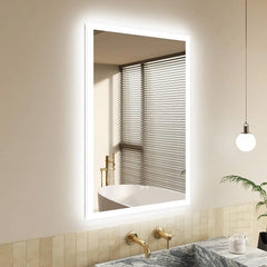 Backlit Vanity Mirror with Lights – Anti-Fog Bathroom Mirror, Frontlit & Dimmable, 3-Color Lighting (Warm/Natural/White), Wall-Mounted Horizontal or Vertical for Bathroom