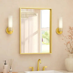 Framed Bathroom Vanity Mirror for Over Sink – Rectangular Wall Mirror with Matte Black Metal Frame, Modern Farmhouse Vanity Mirror, Horizontal or Vertical Mount for Bathroom Décor