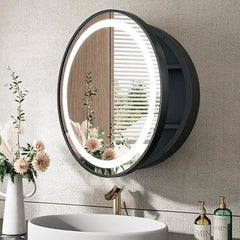 Medicine Cabinet Mirror for Bathroom with Storage – Dimmable 3-Color LED Lights, Wall-Mounted with Defogger & Electrical Outlet – Modern Bathroom Mirror with Storage Features