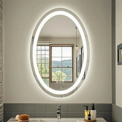 Oval LED Bathroom Vanity Mirror – Frontlit Vanity Mirror with Lights, Dimmable & Anti-Fog, Wall Mounted Lighted Mirror for Makeup, Modern Bathroom Décor for Stylish Vanity