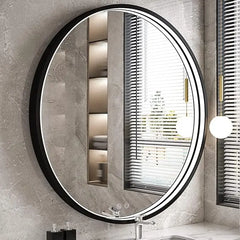 Round LED Bathroom Mirror with Lights – Dimmable Wall-Mounted Vanity Mirror, 3000K/4500K/6000K, Touch Switch, Metal Frame, Front-Lighted for Modern Bathroom Décor