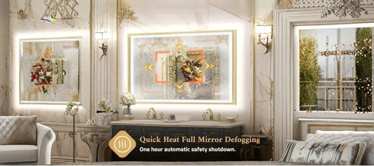 Enhance Your Bathroom with the Sleek LED Vanity Mirror – Beveled Edge, 3-Color Dimming, Anti-Fog