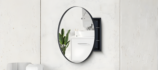 How Can a Round Bathroom Mirror with Storage and Matte Black Frame Enhance Your Bathroom?