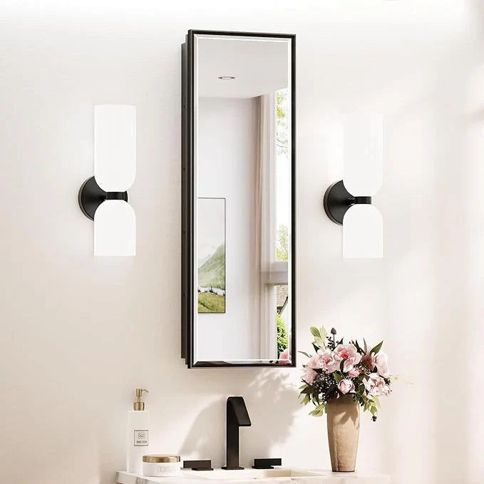 Modern Bathroom Vanity Mirror with Storage – Beveled Metal Frame, Aluminum Alloy Medicine Cabinet with Adjustable Shelves – Ideal for Bathroom, Living room Organization and Stylish Décor