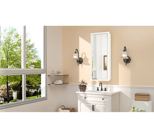 Modern Bathroom Vanity Mirror with Storage – Beveled Metal Frame, Aluminum Alloy Medicine Cabinet with Adjustable Shelves – Ideal for Bathroom, Living room Organization and Stylish Décor