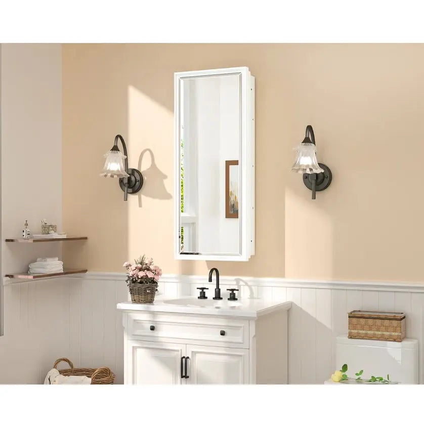 Modern Bathroom Vanity Mirror with Storage – Beveled Metal Frame, Aluminum Alloy Medicine Cabinet with Adjustable Shelves – Ideal for Bathroom, Living room Organization and Stylish Décor