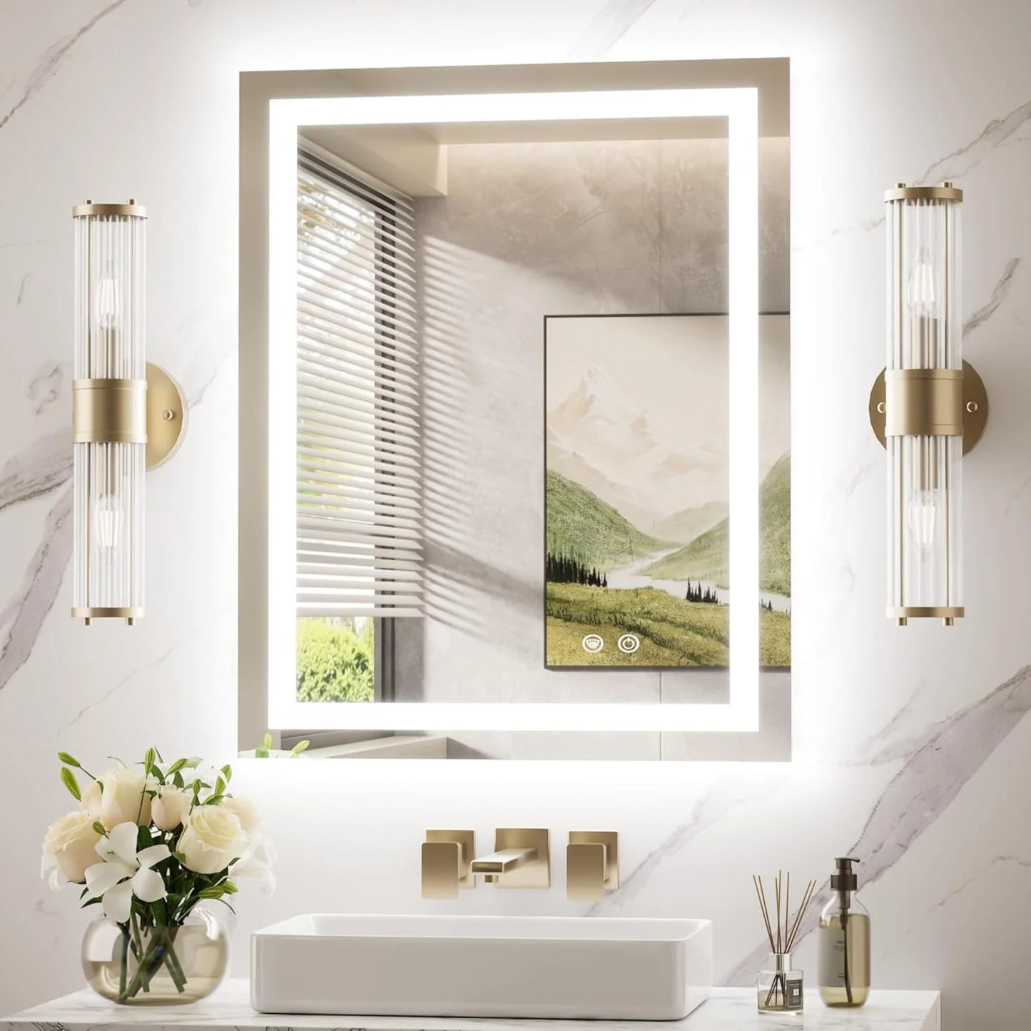 LED Bathroom Mirror with Lights – Front and Backlit, Anti-Fog, Shatterproof Tempered Glass, Waterproof, Memory Function, UL Listed – Modern Vanity Mirror for Multi Use