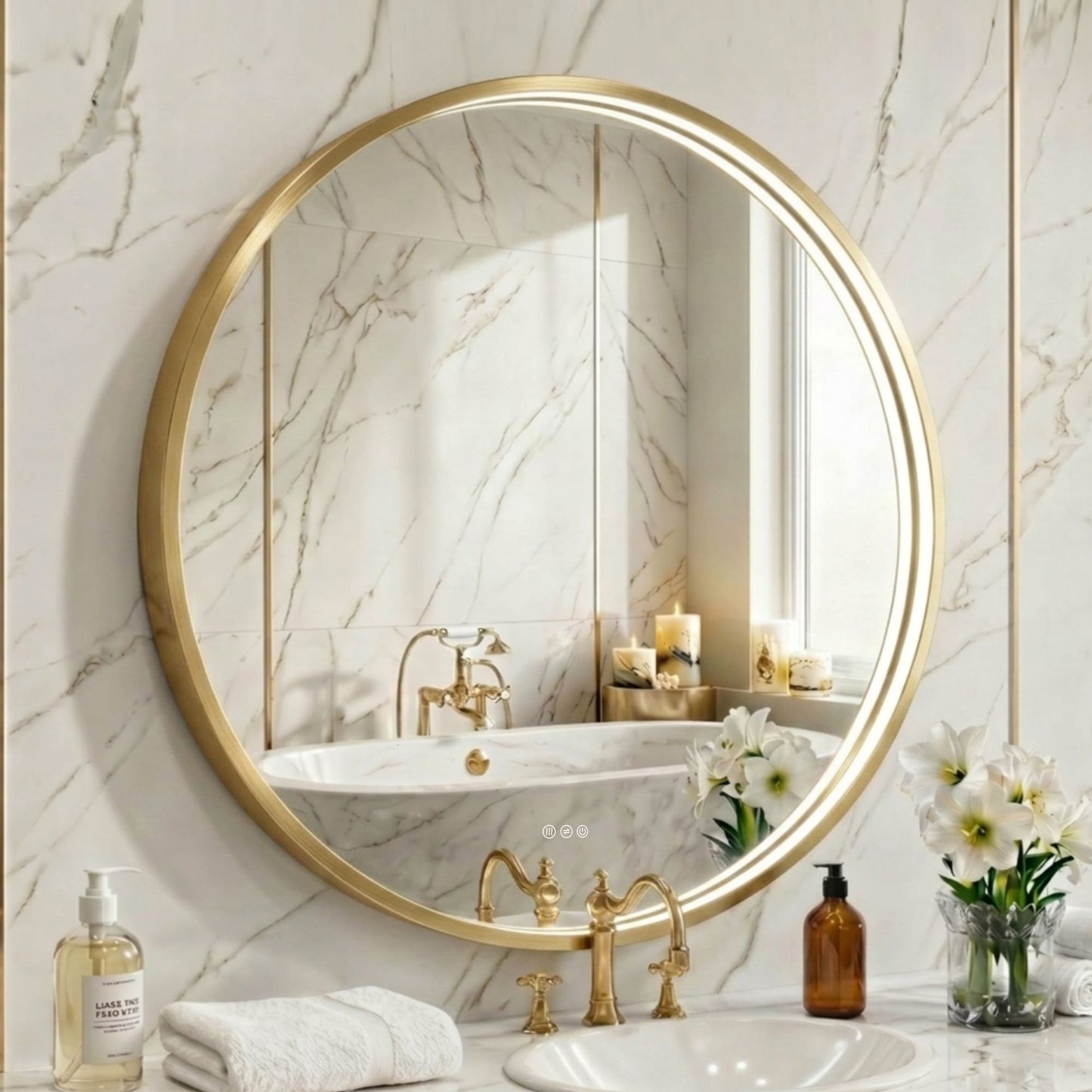 LED Round Bathroom Mirror –Anti-Fog, Dimmable, 3 Color Modes, Modern Design