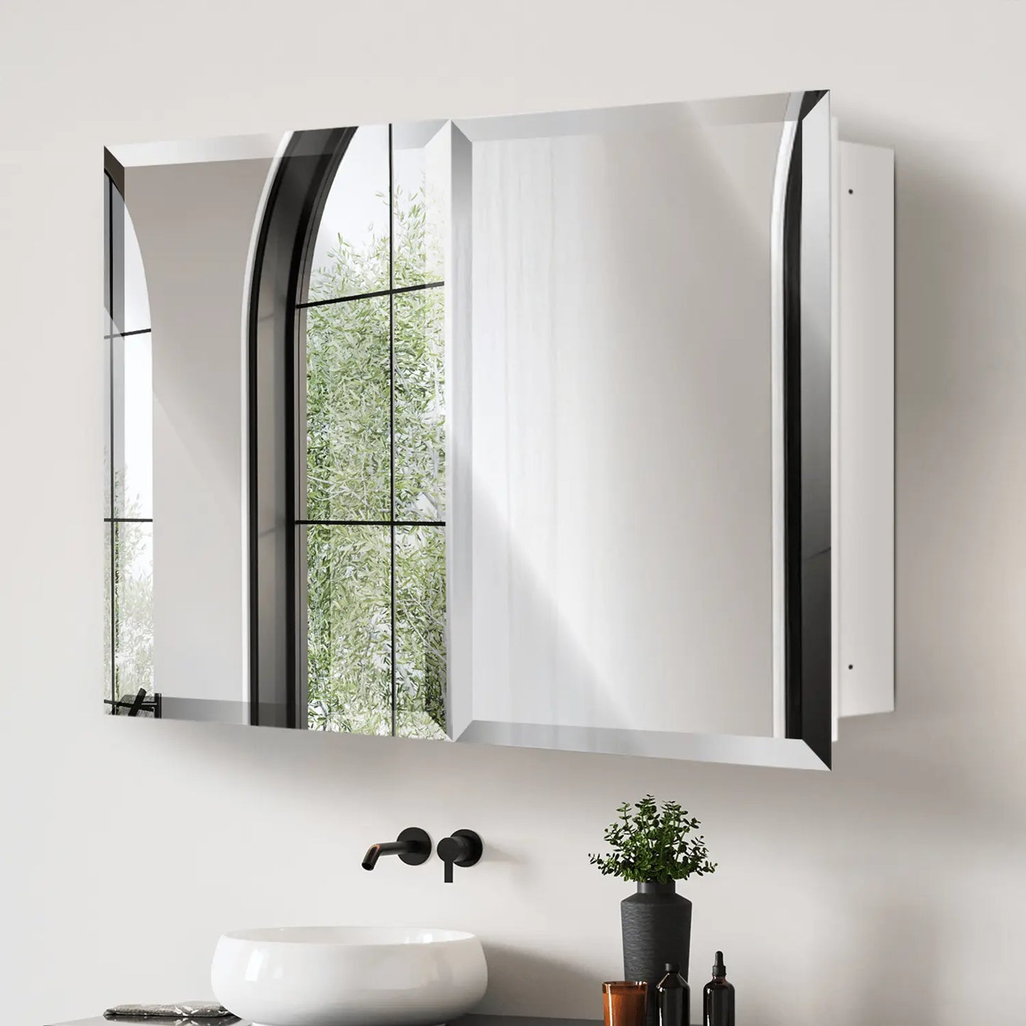 14x24 Frameless Beveled Mirror Medicine Cabinet – Wall-Mounted