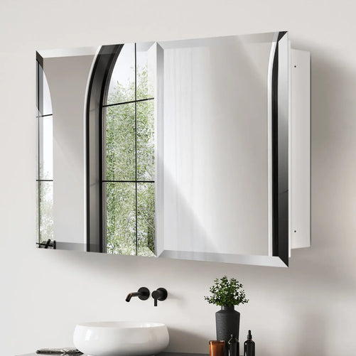 14x24 Frameless Beveled Mirror Medicine Cabinet – Wall-Mounted