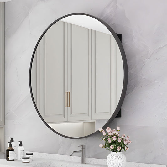 Round Framed Bathroom Medicine Cabinet Mirror with Storage – Stainless Steel Black Circle Medicine Cabinet with Mirror, Stylish and Functional Design for Modern Bathrooms