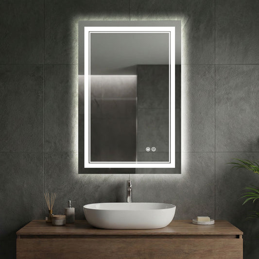 Dimmable Double LED Bathroom Mirror – Front & Backlit, Anti-Fog