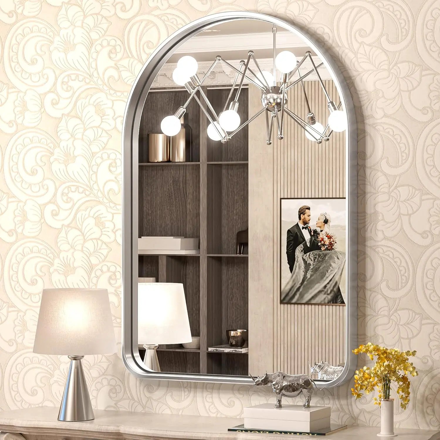 Modern Arch Framed Bathroom Vanity Mirror – Wall Mounted, Stylish Arch Design, Sleek Bathroom Wall Mirror, Elegant and Durable, Ideal for Home, Salon, or Commercial Use