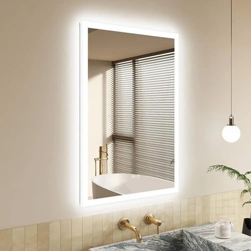Backlit Vanity Mirror with Lights – Anti-Fog Bathroom Mirror, Frontlit & Dimmable, 3-Color Lighting (Warm/Natural/White), Wall-Mounted Horizontal or Vertical for Bathroom