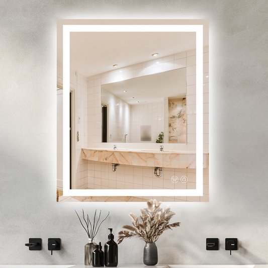 LED Bathroom Mirror – Front & Backlit, Anti-Fog, Waterproof, Modern Style