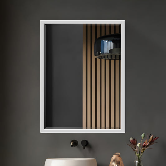 Brushed Nickel Bathroom Mirror – Premium Stainless Steel Framed Rectangular Wall Mirror for Vanity, Over Sink, Bedroom, and Living Room – Elegant & Durable Home Décor for Modern Spaces