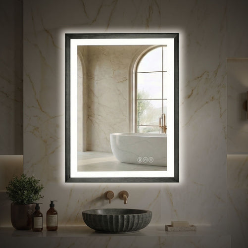 Sleek LED Vanity Mirror – Beveled Edge, 3-Color Dimming, Anti-Fog