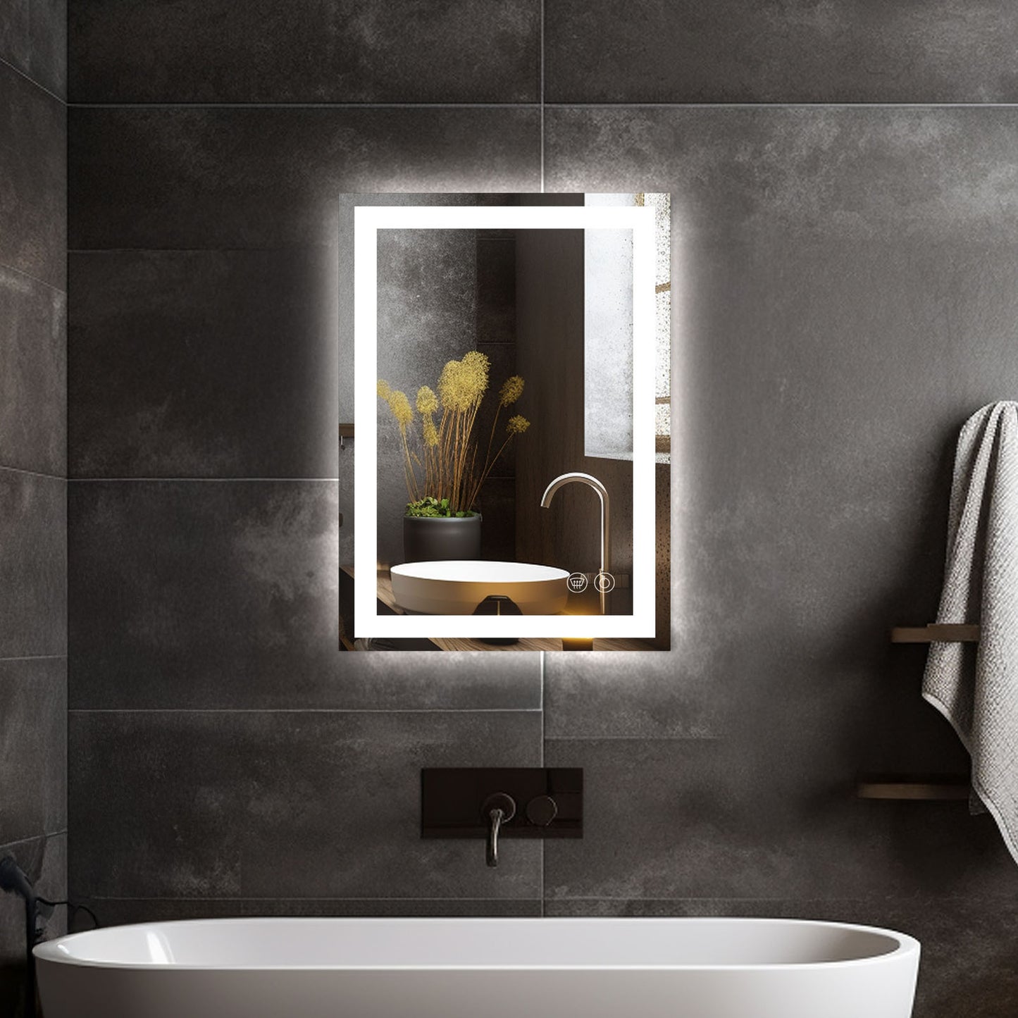 LED Bathroom Mirror – Front & Backlit, Anti-Fog, Waterproof, Modern Style