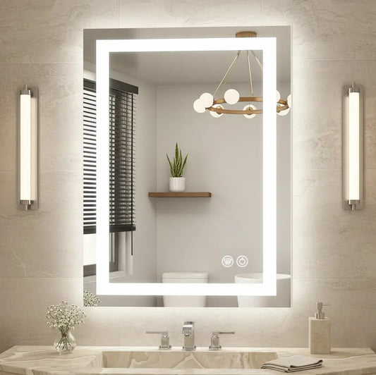 Rectangle LED Bathroom Mirror –Anti-Fog, Front & Backlit, Modern Design