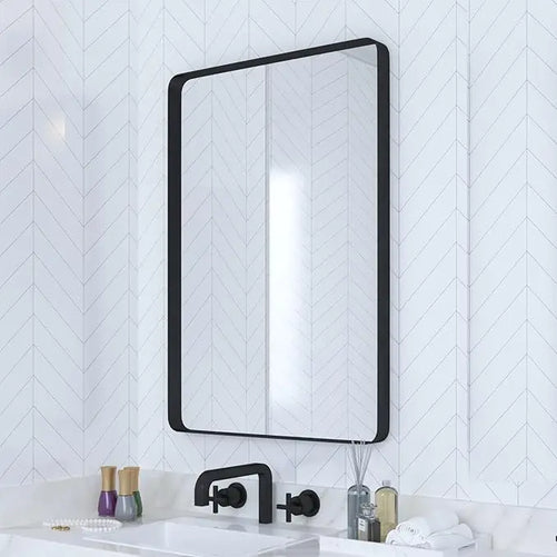 Aluminum Framed Bathroom Vanity Mirror – HD Tempered Glass Wall-Mounted Design, Ideal for Over-the-Sink Use, Supports Horizontal/Vertical Installation for Modern Décor