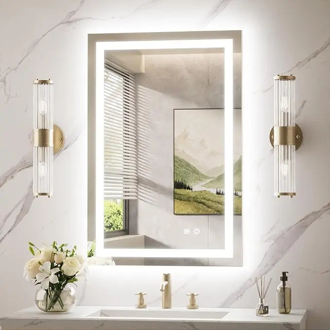 LED Bathroom Mirror with Lights – Front and Backlit, Anti-Fog, Shatterproof Tempered Glass, Waterproof, Memory Function, UL Listed – Modern Vanity Mirror for Multi Use