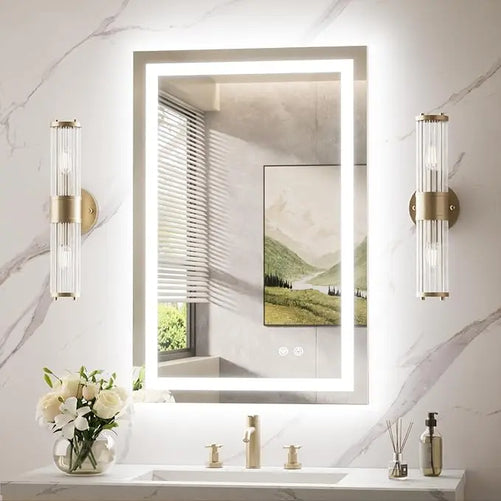 LED Bathroom Mirror with Lights – Front and Backlit, Anti-Fog, Shatterproof Tempered Glass, Waterproof, Memory Function, UL Listed – Modern Vanity Mirror for Multi Use