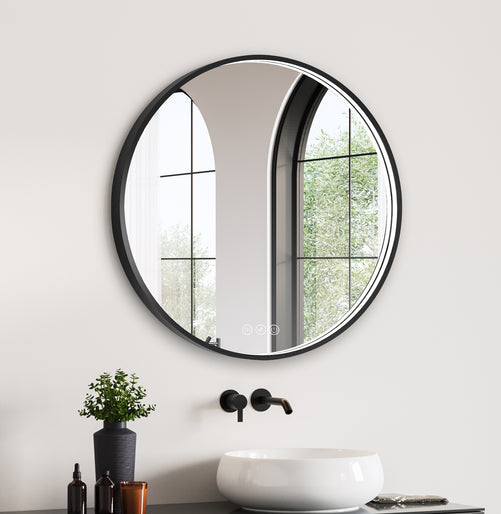 LED Round Bathroom Mirror – 3 Color Modes, Dimmable, Anti-Fog, Modern Design