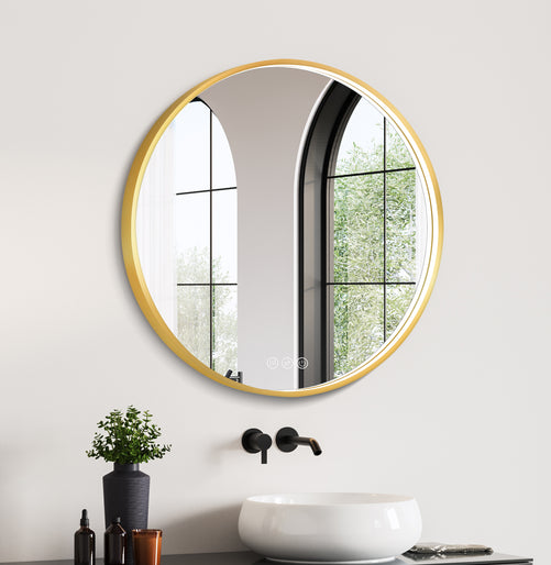 LED Round Bathroom Mirror – 3 Color Modes, Dimmable, Anti-Fog, Modern Design