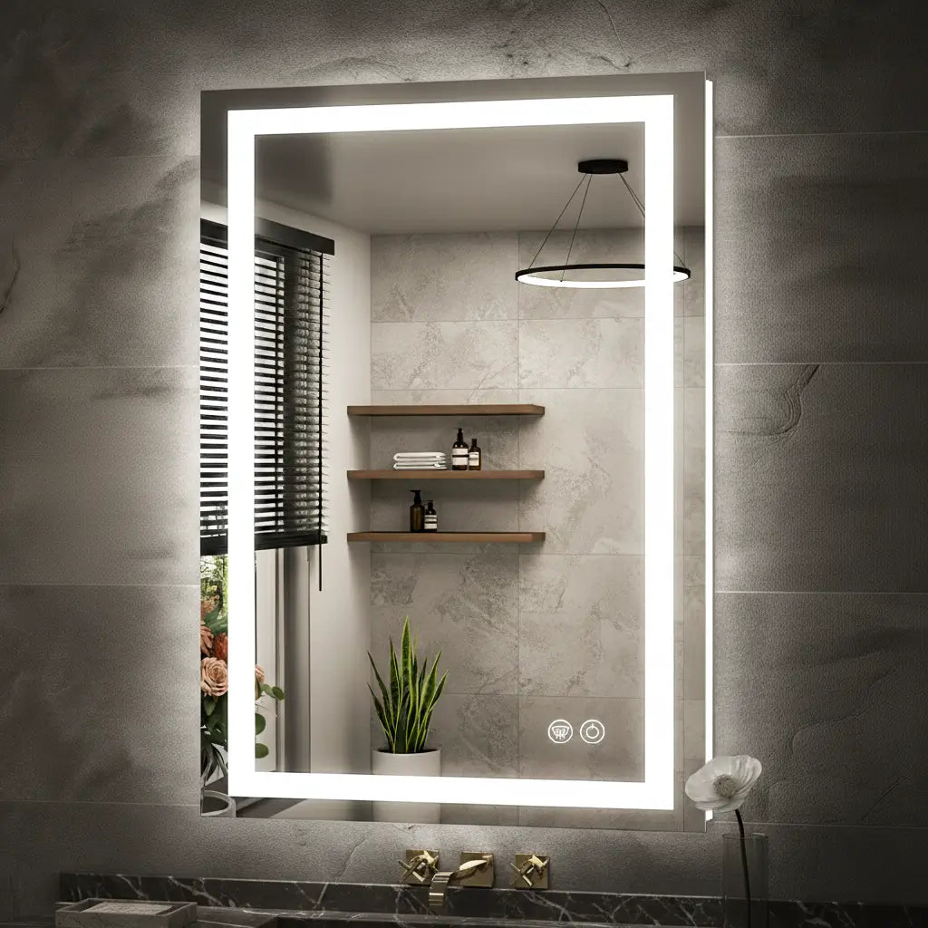 Rectangle LED Bathroom Mirror –Anti-Fog, Front & Backlit, Modern Design
