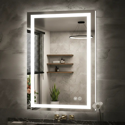Rectangle LED Bathroom Mirror –Anti-Fog, Front & Backlit, Modern Design