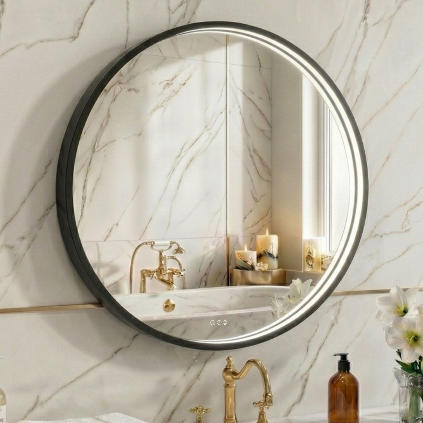 LED Round Bathroom Mirror –Anti-Fog, Dimmable, 3 Color Modes, Modern Design