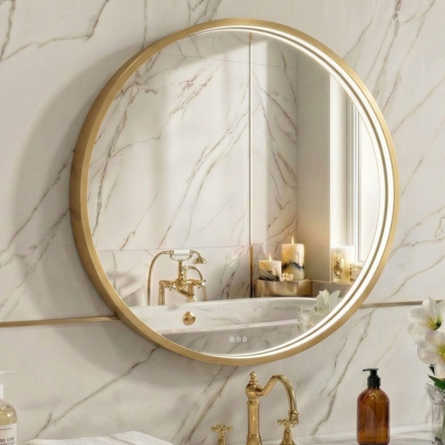 LED Round Bathroom Mirror –Anti-Fog, Dimmable, 3 Color Modes, Modern Design