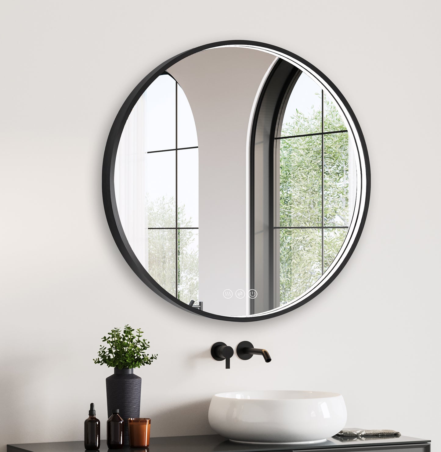 LED Round Bathroom Mirror – 3 Color Modes, Dimmable, Anti-Fog, Modern Design