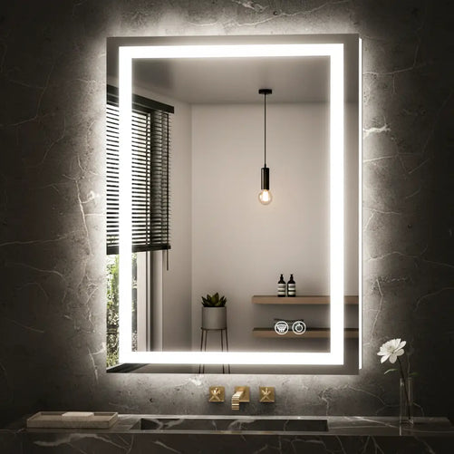 Rectangle LED Bathroom Mirror –Anti-Fog, Front & Backlit, Modern Design
