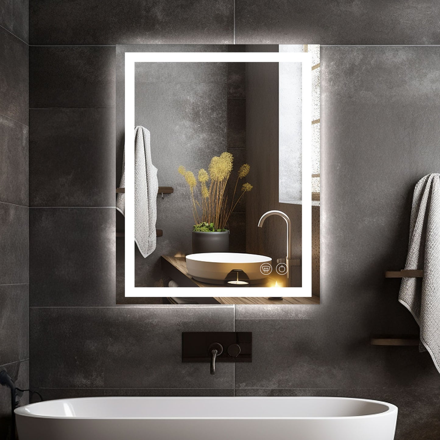 LED Bathroom Mirror – Front & Backlit, Anti-Fog, Waterproof, Modern Style