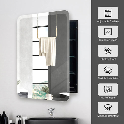 Beveled Frameless Medicine Cabinet with Mirror– Dual Mount