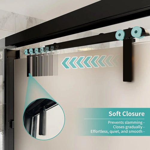 Double Sliding Semi-Frameless Glass Shower Door – Modern Bathroom Enclosure with Durable Tempered Glass, Water-Tight Seal, Easy Installation, Smooth Rollers, Adjustable Width