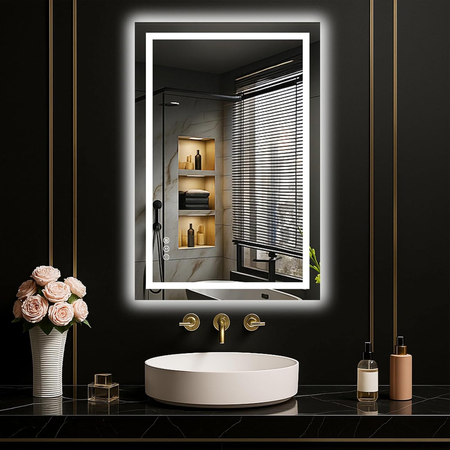 LED Bathroom Mirror with Lights – Front and Backlit, Anti-Fog, Shatterproof Tempered Glass, Waterproof, Memory Function, UL Listed – Modern Vanity Mirror for Multi Use