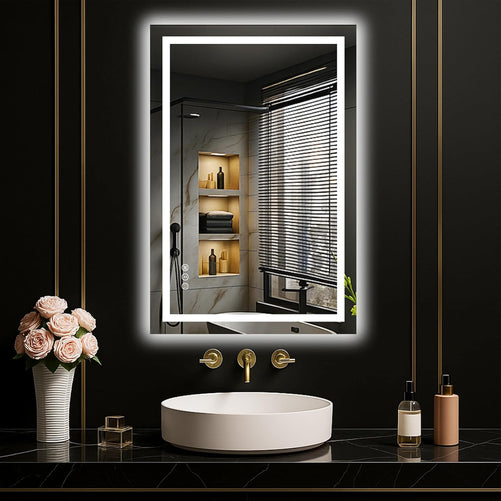 LED Bathroom Mirror with Lights – Front and Backlit, Anti-Fog, Shatterproof Tempered Glass, Waterproof, Memory Function, UL Listed – Modern Vanity Mirror for Multi Use