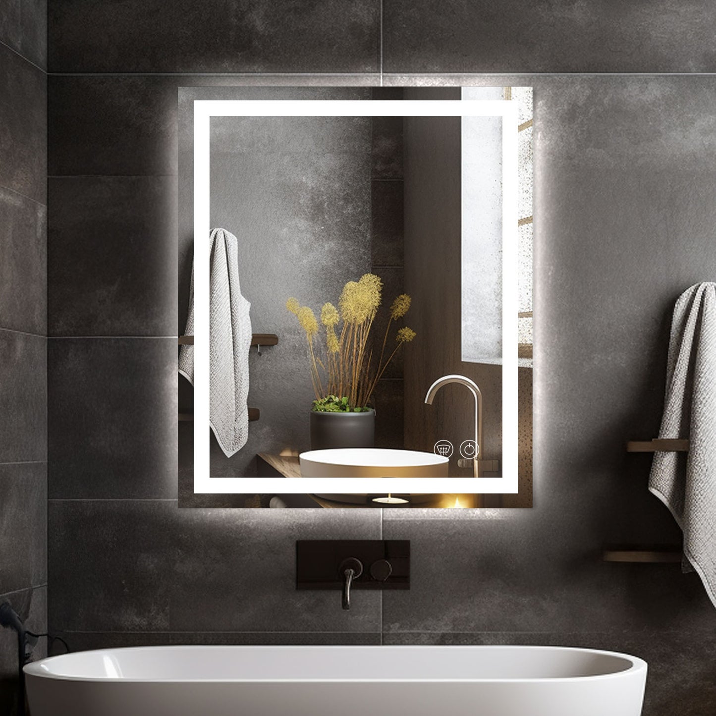 LED Bathroom Mirror – Front & Backlit, Anti-Fog, Waterproof, Modern Style