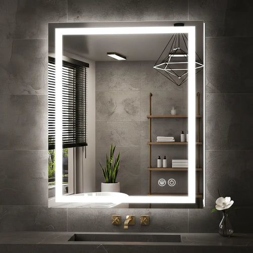 Rectangle LED Bathroom Mirror –Anti-Fog, Front & Backlit, Modern Design