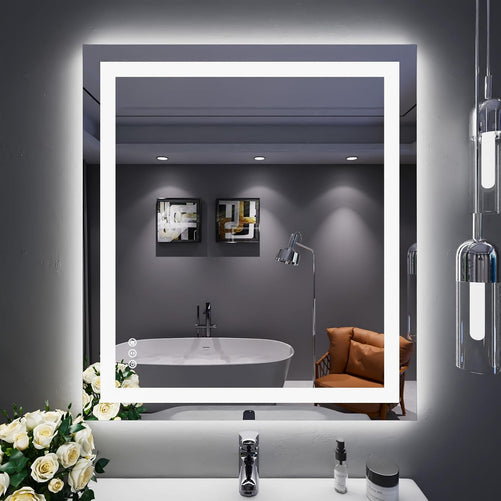 LED Bathroom Mirror with Lights – Front and Backlit, Anti-Fog, Shatterproof Tempered Glass, Waterproof, Memory Function, UL Listed – Modern Vanity Mirror for Multi Use