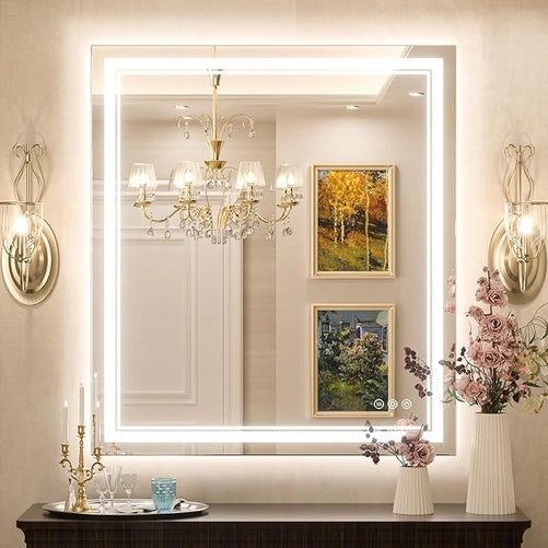 Bathroom Vanity  LED Mirror with Lights – Frontlit & Backlit, Anti-Fog, 3-Color Stepless Dimmable, Memory Function, Shatterproof, CRI 90+, UL Listed Driver – Modern Vanity Mirror