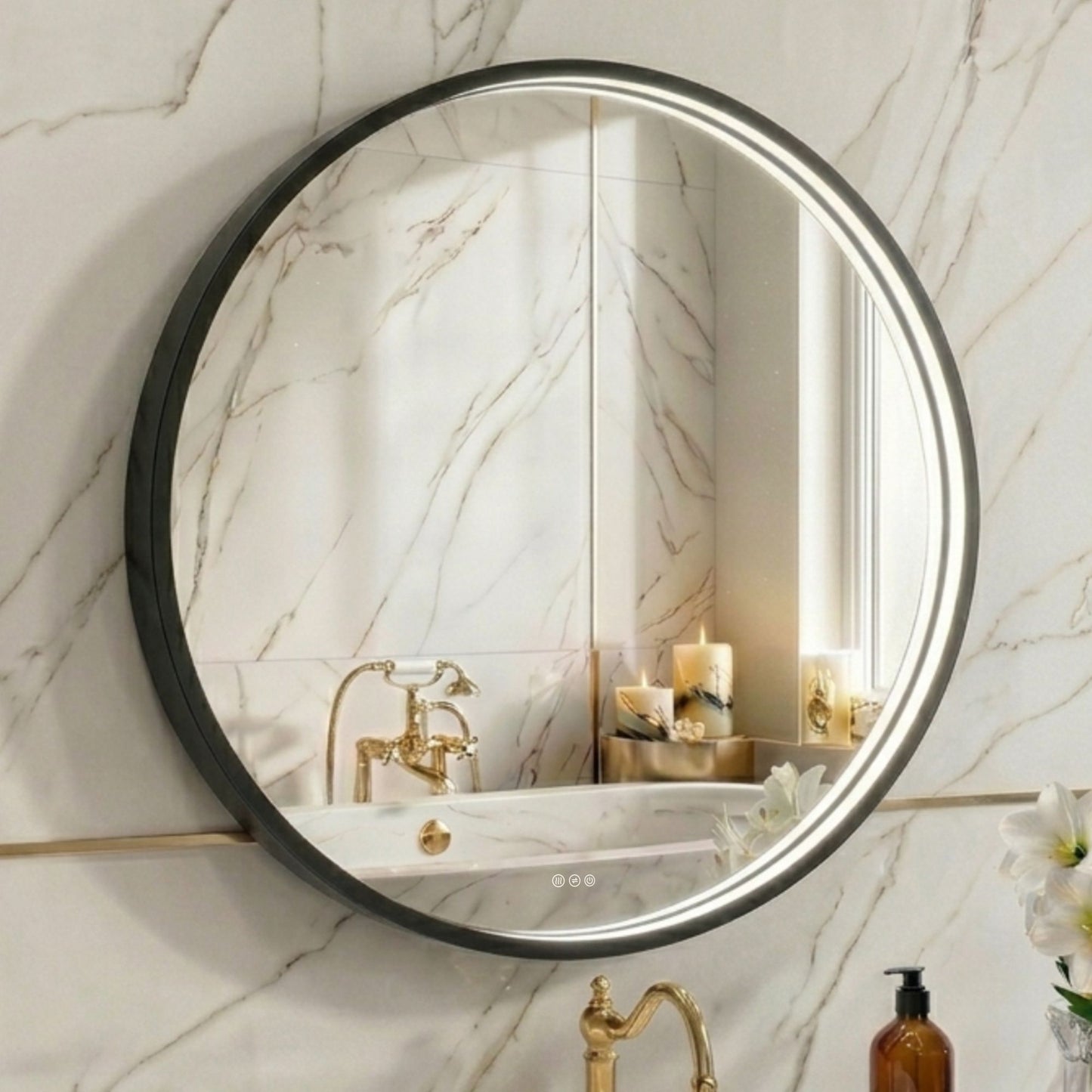 LED Round Bathroom Mirror –Anti-Fog, Dimmable, 3 Color Modes, Modern Design
