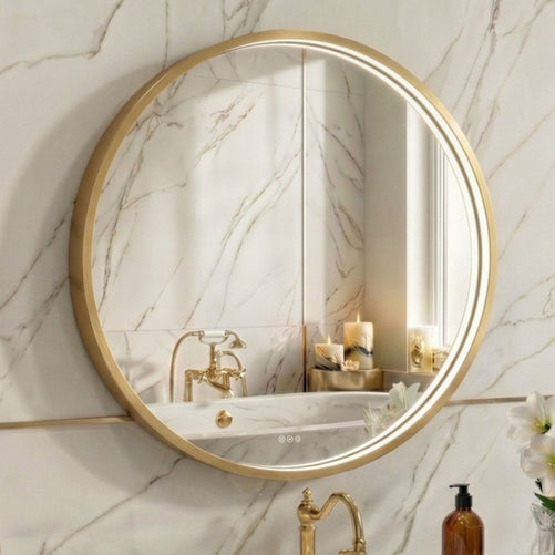 LED Round Bathroom Mirror –Anti-Fog, Dimmable, 3 Color Modes, Modern Design