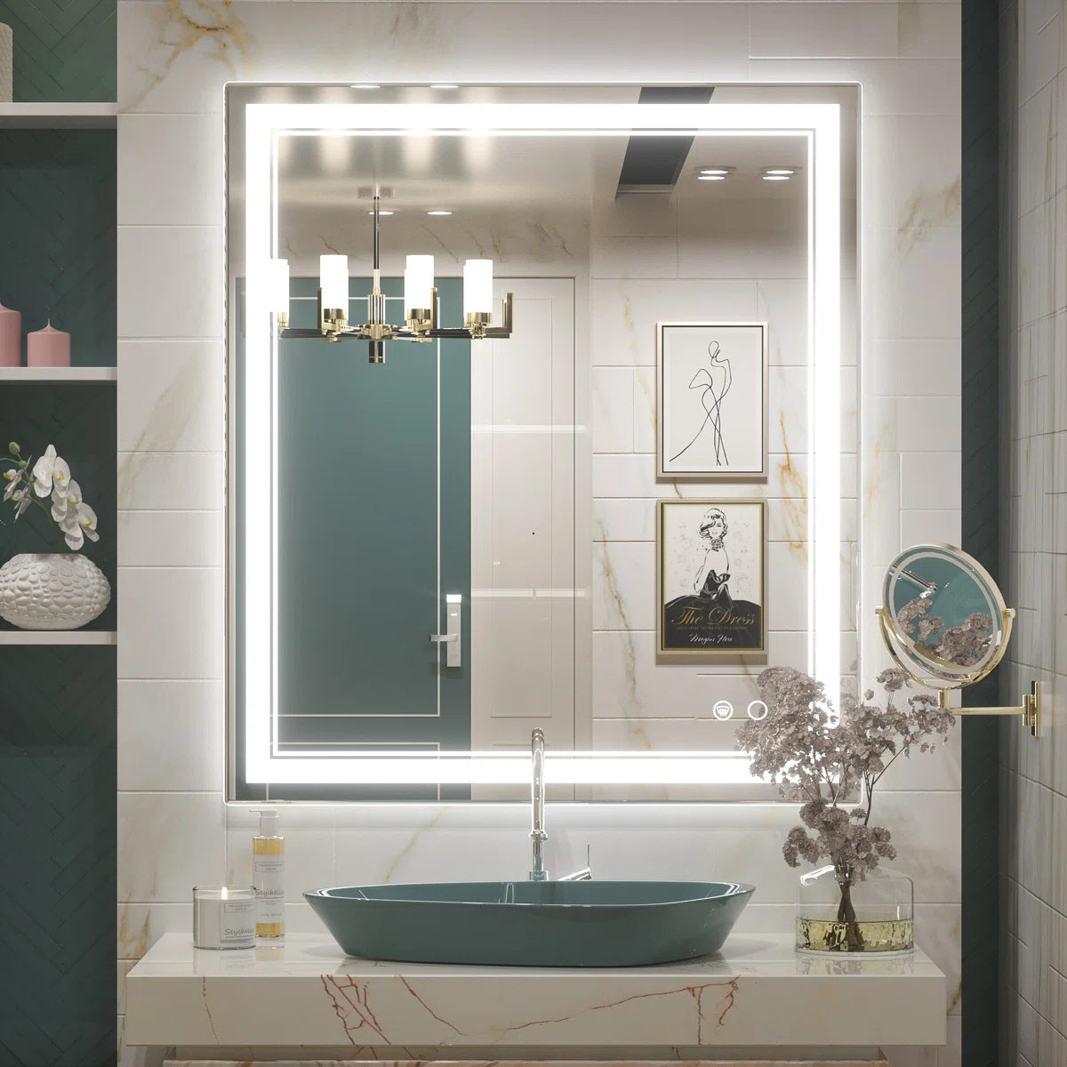 Frameless Rectangular LED Bathroom Vanity Mirror – Anti-Fog, Wall-Mounted, Dimmable Bright Light, 3 Color Temperatures, Modern Design, Touch Control, Ideal for Vanity, Makeup & Grooming