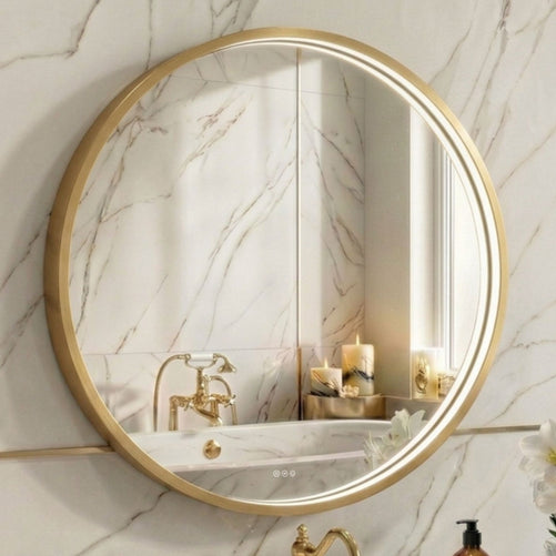 LED Round Bathroom Mirror –Anti-Fog, Dimmable, 3 Color Modes, Modern Design