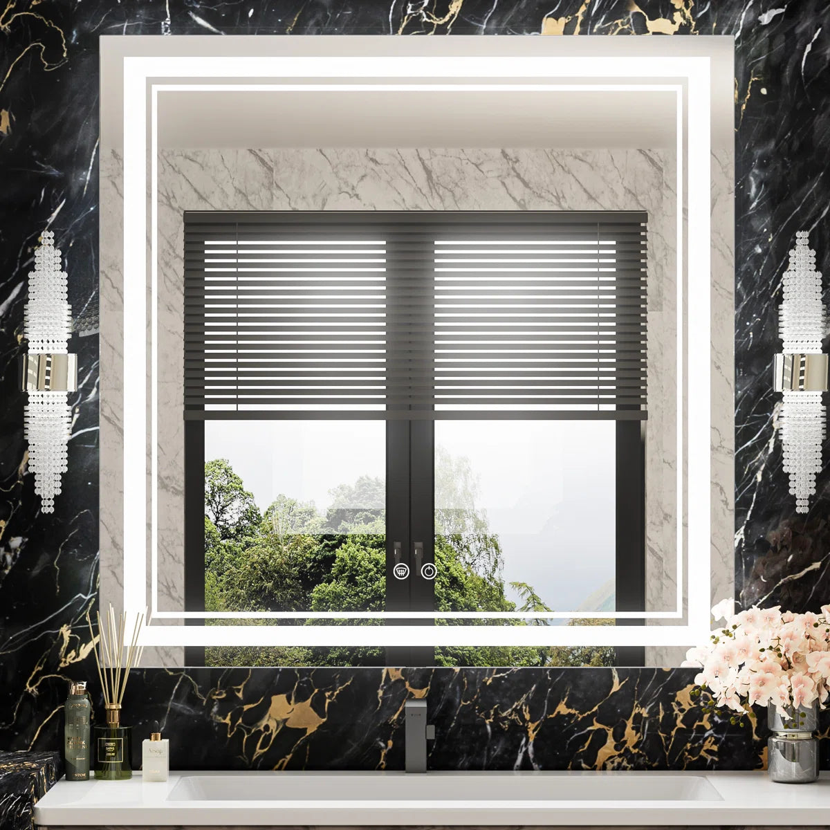 Frameless Rectangular LED Bathroom Vanity Mirror – Anti-Fog, Wall-Mounted, Dimmable Bright Light, 3 Color Temperatures, Modern Design, Touch Control, Ideal for Vanity, Makeup & Grooming