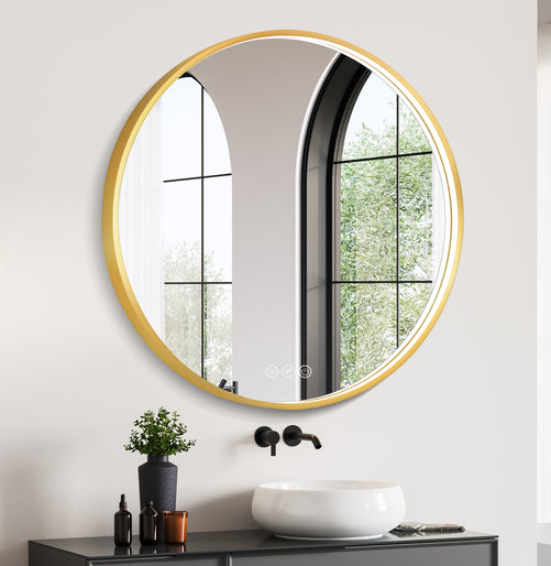 LED Round Bathroom Mirror – 3 Color Modes, Dimmable, Anti-Fog, Modern Design